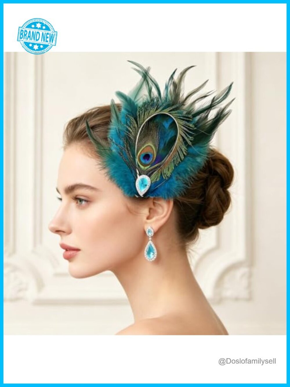 Peacock Feather Hair Clip 1920s Flapper Fascinator Prom